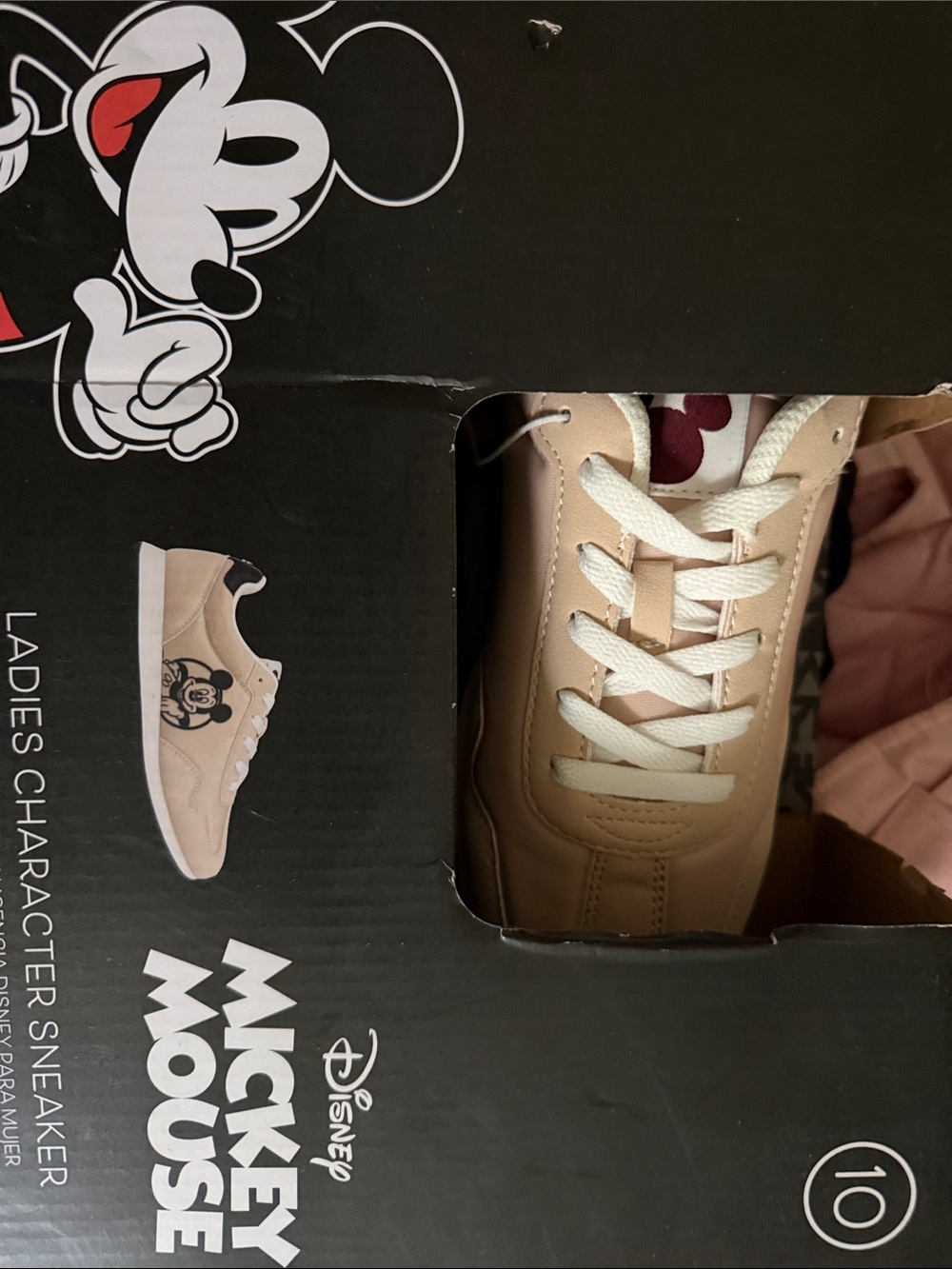 Disney Mickey Mouse Beige and White Women's Sneakers